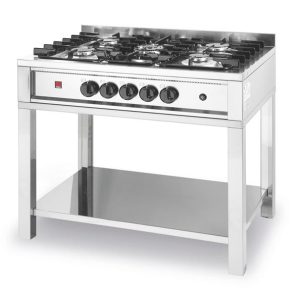 5-horákový plynový sporák Kitchen Line na otvorenom podstavci, HENDI, Kitchen Line, 14,3kW, 900x640x(H)910mm