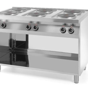 6-platňový elektrický sporák Kitchen Line na otvorenom podstavci, HENDI, Kitchen Line, 400V/15600W, 1200x700x(H)900mm