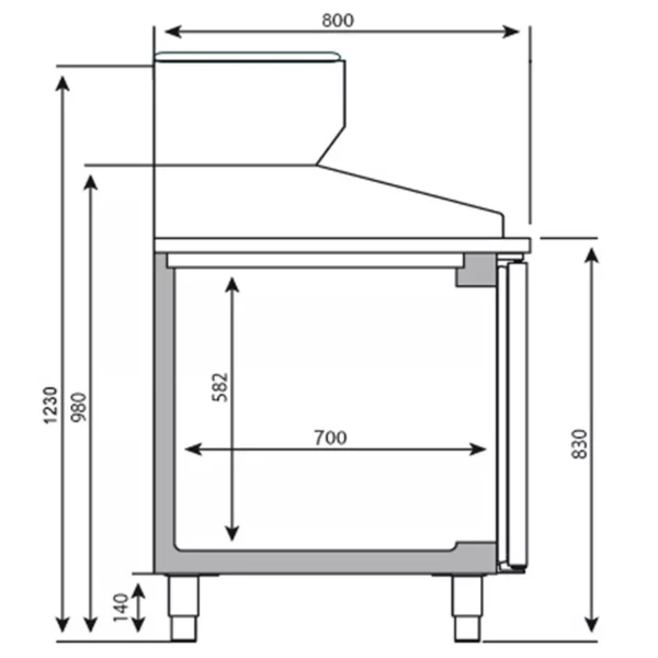 Chladiaci stôl na pizzu PREMIUM PLUS - 2305x800mm - s 3 dvierkami - vrátane chladiacej vitríny - 10x GN 1/3 - Image 9