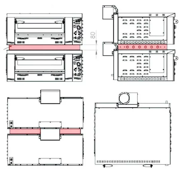 Plynová pec na pizzu - 6+6x 34cm (hlboká) - manuálna - s medzirámom - Image 2