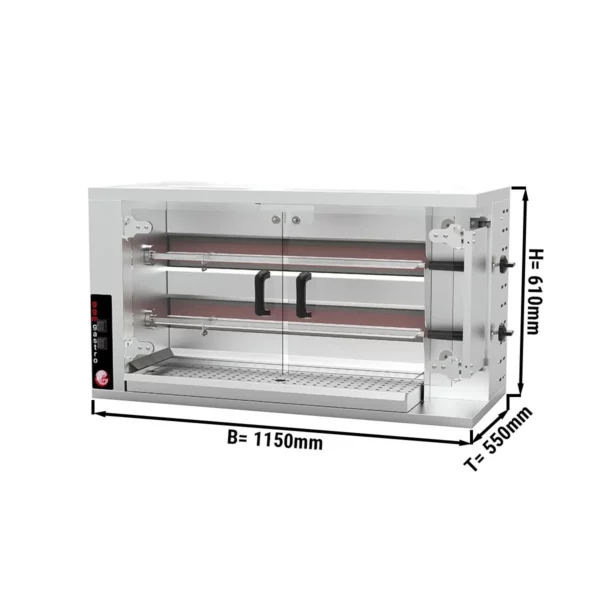 Plynový gril na kurčatá PREMIUM s 2 ražňami pre 10 kurčiat - 1150 x 472 x 605 mm