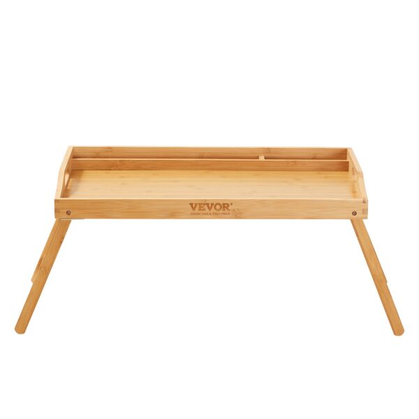 Bambusový podnos na jedlo so sklopnými nohami a otvorom na médiá 683 x 350 x 279 mm - Image 4