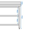 Nerezový pracovný stôl PREMIUM - 1500x600mm - s podnožou, podperou a podperou - Image 13
