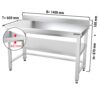 Nerezový pracovný stôl PREMIUM - 1400x600mm - s podnožou, podperou a podperou